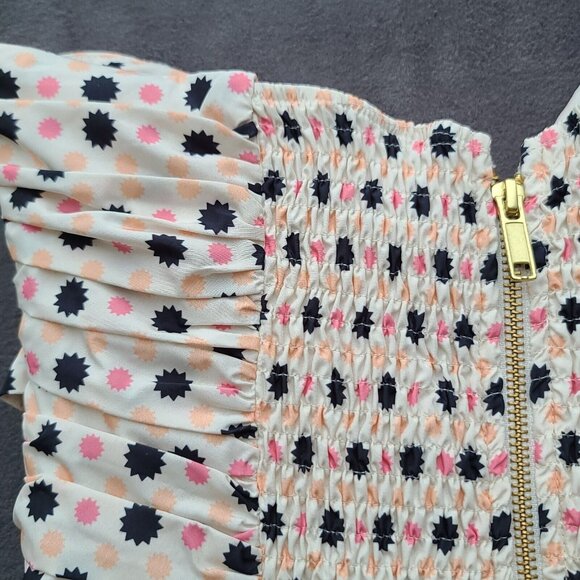 Anthropologie MAEVE Bow-Tie One Shoulder Top Sz 8 Cream Pink Black Boho Zip NWT - Picture 10 of 11